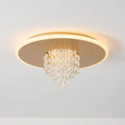 LED-Deckenleuchte Deluge, goldfarben, Ø 32 cm, Metall/Acryl