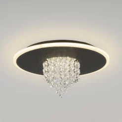 LED-Deckenleuchte Deluge, schwarz, Ø 32 cm, Metall/Acryl