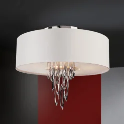 LED-Deckenleuchte Domo, Textil und Chrom
