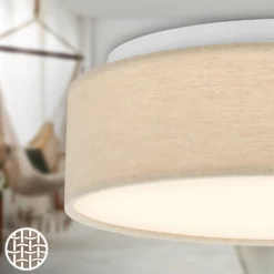 LED-Deckenleuchte Duck, beige, Ø 30 cm, Textil, 3000K