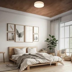 LED-Deckenleuchte Duck, beige, Ø 38 cm, Textil, 3000K