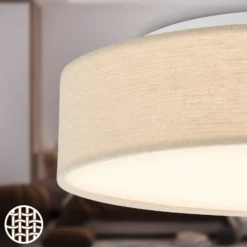 LED-Deckenleuchte Duck, beige, Ø 38 cm, Textil, 3000K