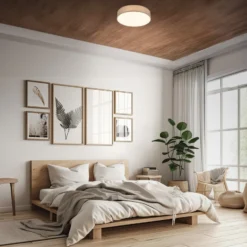 LED-Deckenleuchte Duck, taupe, Ø 38 cm, Textil, 3000K