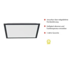 LED-Deckenleuchte Flat, CCT, schwarz, 45 x 45 cm