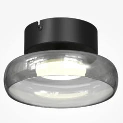 LED-Deckenleuchte FLOAT, grau/schwarz, Ø 20 cm, Glas/Metall