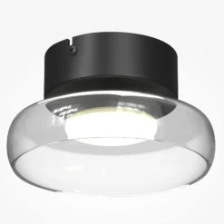 LED-Deckenleuchte FLOAT, klar/schwarz, Ø 20 cm, Glas/Metall
