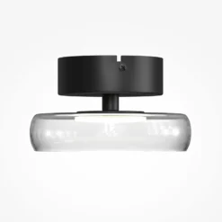 LED-Deckenleuchte FLOAT, klar/schwarz, Ø 20 cm, Glas/Metall
