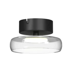 LED-Deckenleuchte FLOAT, klar/schwarz, Ø 20 cm, Glas/Metall