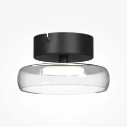 LED-Deckenleuchte FLOAT, klar/schwarz, Ø 20 cm, Glas/Metall