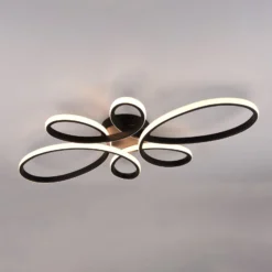LED-Deckenleuchte Fly, schwarz matt, 3.000 K, 83 cm x 45 cm