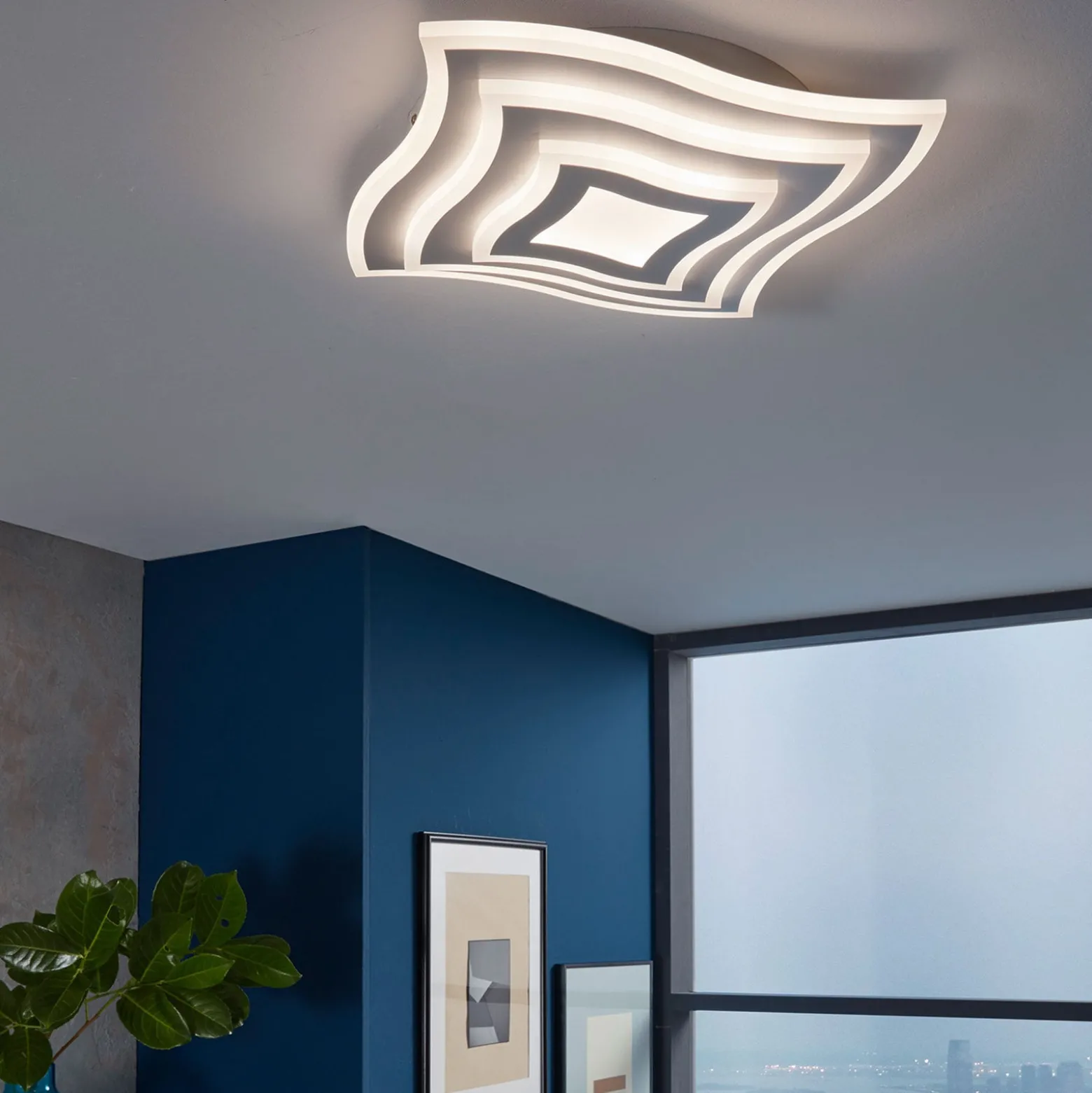 LED-Deckenleuchte Gorden mit Fernbedienung, Rahmen