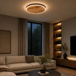 LED-Deckenleuchte Havana M, Asteiche/Metall, Ø 57 cm