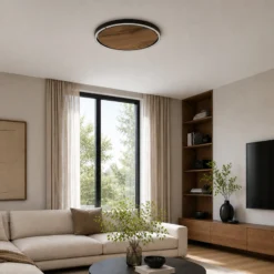 LED-Deckenleuchte Havana M, Asteiche/Metall, Ø 57 cm