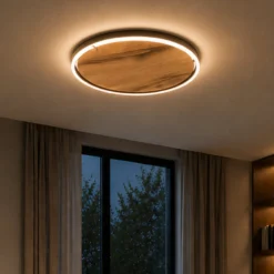 LED-Deckenleuchte Havana M, Asteiche/Metall, Ø 57 cm