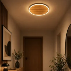 LED-Deckenleuchte Havana S, Asteiche/Metall, Ø 38 cm