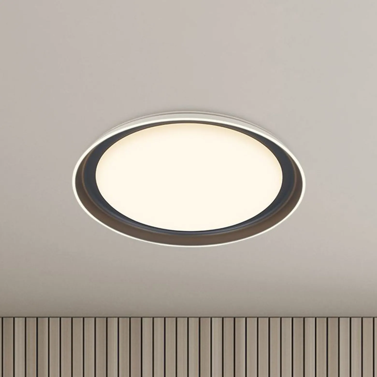 LED-Deckenleuchte Ijus, weiß/anthrazit, Ø 43 cm, Kunststoff