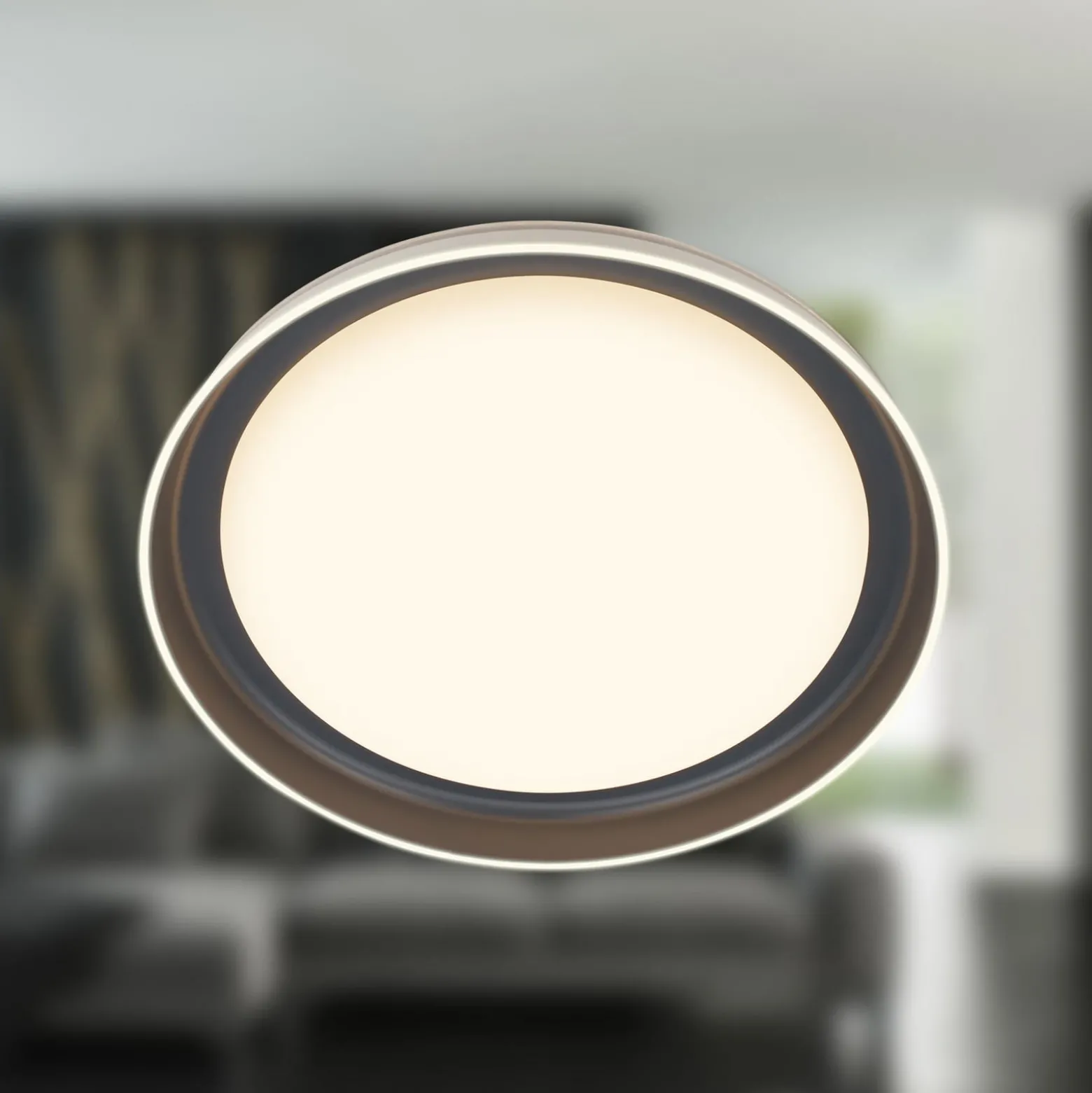 LED-Deckenleuchte Ijus, weiß/anthrazit, Ø 43 cm, Kunststoff