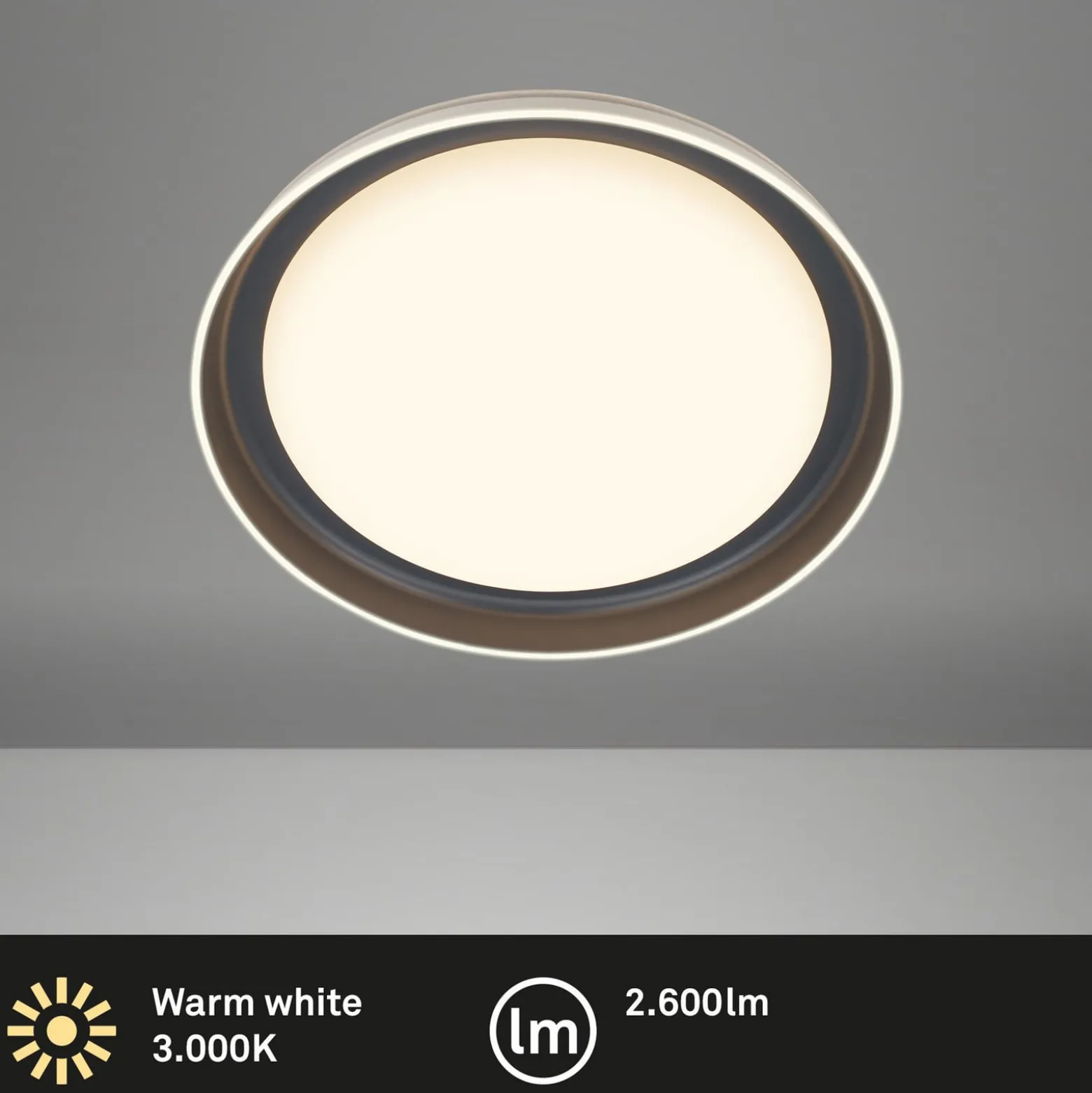 LED-Deckenleuchte Ijus, weiß/anthrazit, Ø 43 cm, Kunststoff
