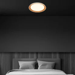 LED-Deckenleuchte Ijus, weiß/holzfarben, Ø 43 cm, Kunststoff
