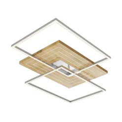 LED-Deckenleuchte Inka L, Länge 75 cm, holz hell, dimmbar