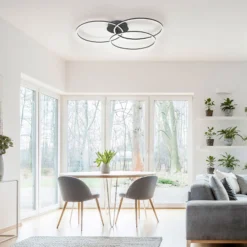 LED-Deckenleuchte Ivanka, drei Ringe, schwarz