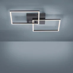 LED-Deckenleuchte Iven, dim, schwarz, 53x53cm