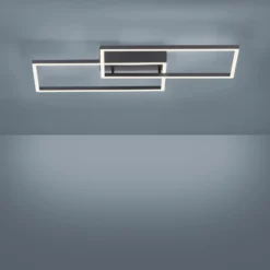 LED-Deckenleuchte Iven, dim, schwarz, 60,5x32,5cm