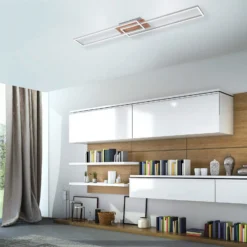 LED-Deckenleuchte Iven, dim, stahl/holz, 110x25cm