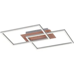 LED-Deckenleuchte Iven, dim, stahl/holz, 50,4x42cm