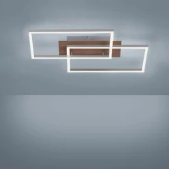 LED-Deckenleuchte Iven, dim, stahl/holz, 50,4x42cm