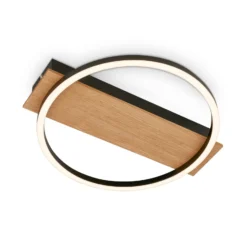 LED-Deckenleuchte Kada, Ø 30 cm, Holz, Metall, schwarz