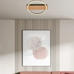 LED-Deckenleuchte Kada, Ø 30 cm, Holz, Metall, schwarz