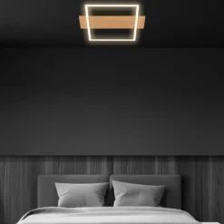 LED-Deckenleuchte Kada, 34x26 cm, Holz, Metall, schwarz