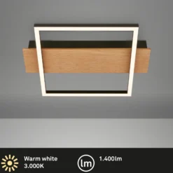 LED-Deckenleuchte Kada, 34x26 cm, Holz, Metall, schwarz