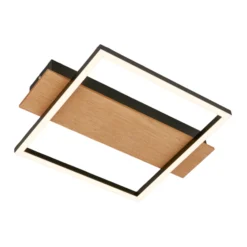 LED-Deckenleuchte Kada, 34x26 cm, Holz, Metall, schwarz