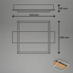 LED-Deckenleuchte Kada, 34x26 cm, Holz, Metall, schwarz