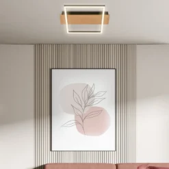 LED-Deckenleuchte Kada, 34x26 cm, Holz, Metall, schwarz