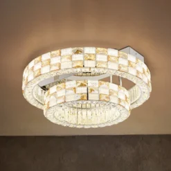 LED-Deckenleuchte Lidia, amber/klar, Glas, CCT, dimmbar