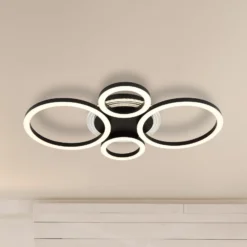 LED-Deckenleuchte Loretta, schwarz, Metall, 53 cm, CCT