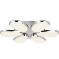 LED-Deckenleuchte Lori, 6-flg., 52 cm, chrom/gefrostet, Glas