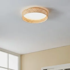 LED-Deckenleuchte Luppineria Bambusgeflecht Ø 38cm
