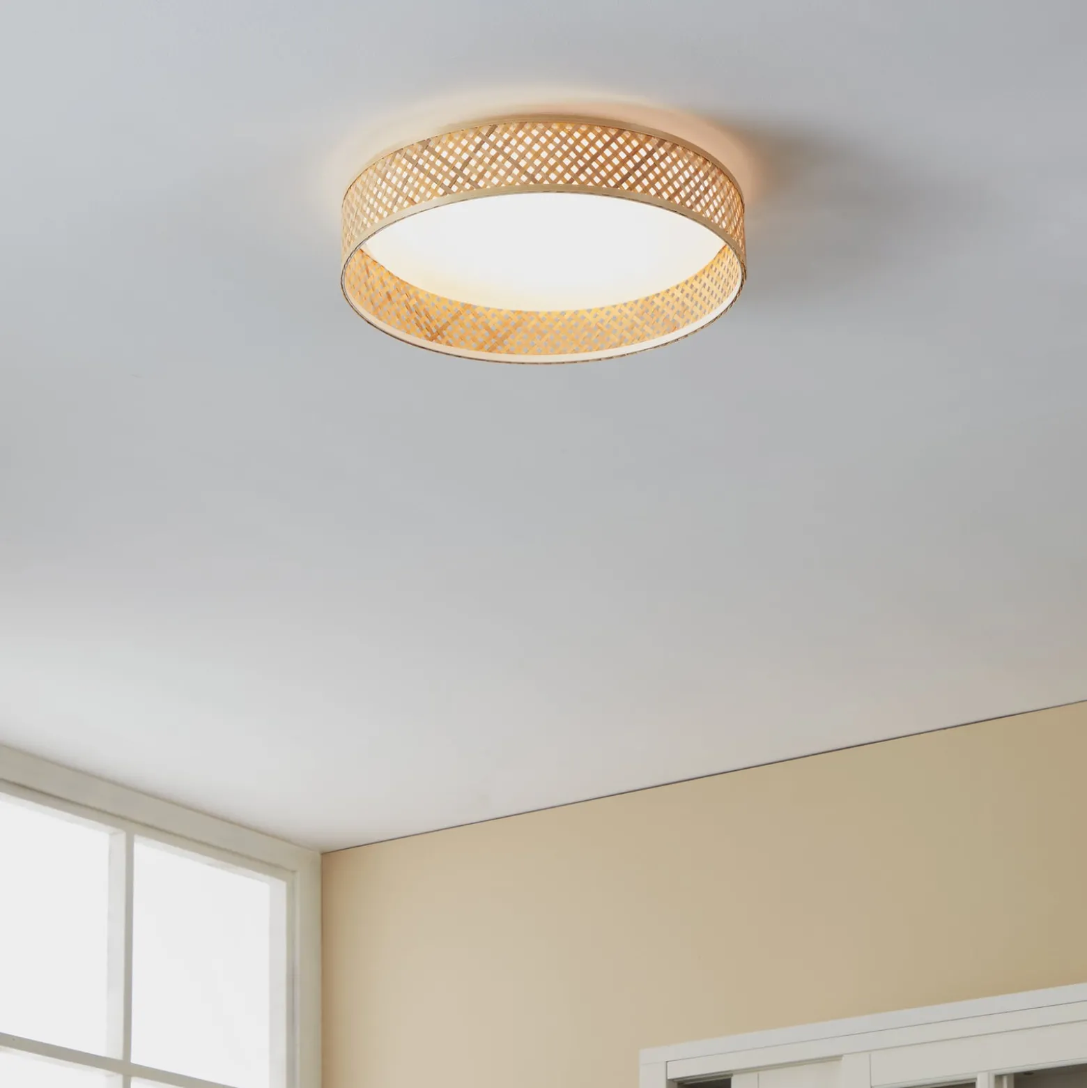 LED-Deckenleuchte Luppineria Bambusgeflecht Ø 38cm