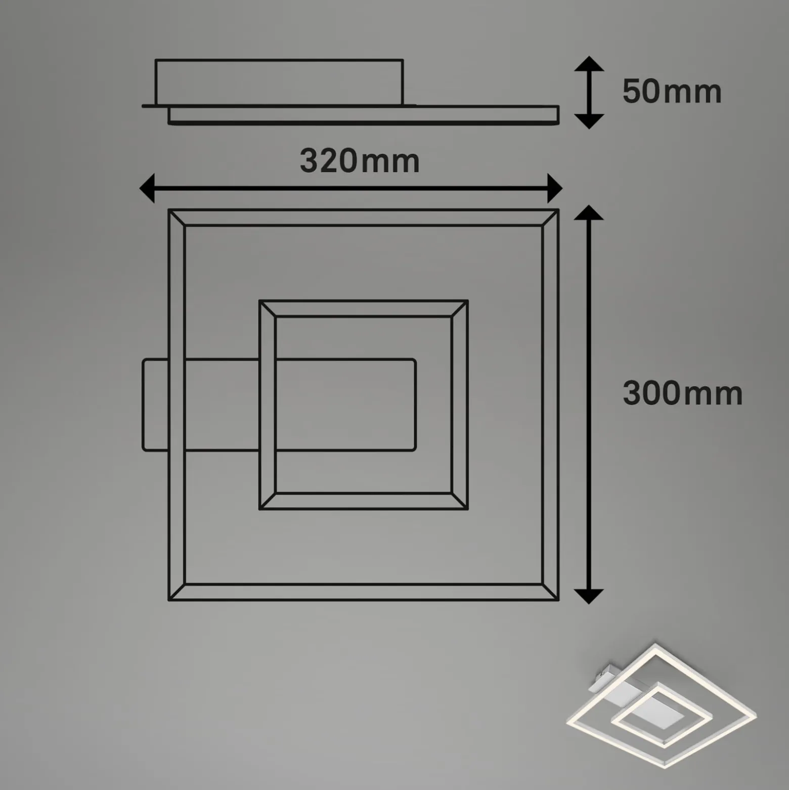 LED-Deckenleuchte 3772 mit 2 Rahmen, alu