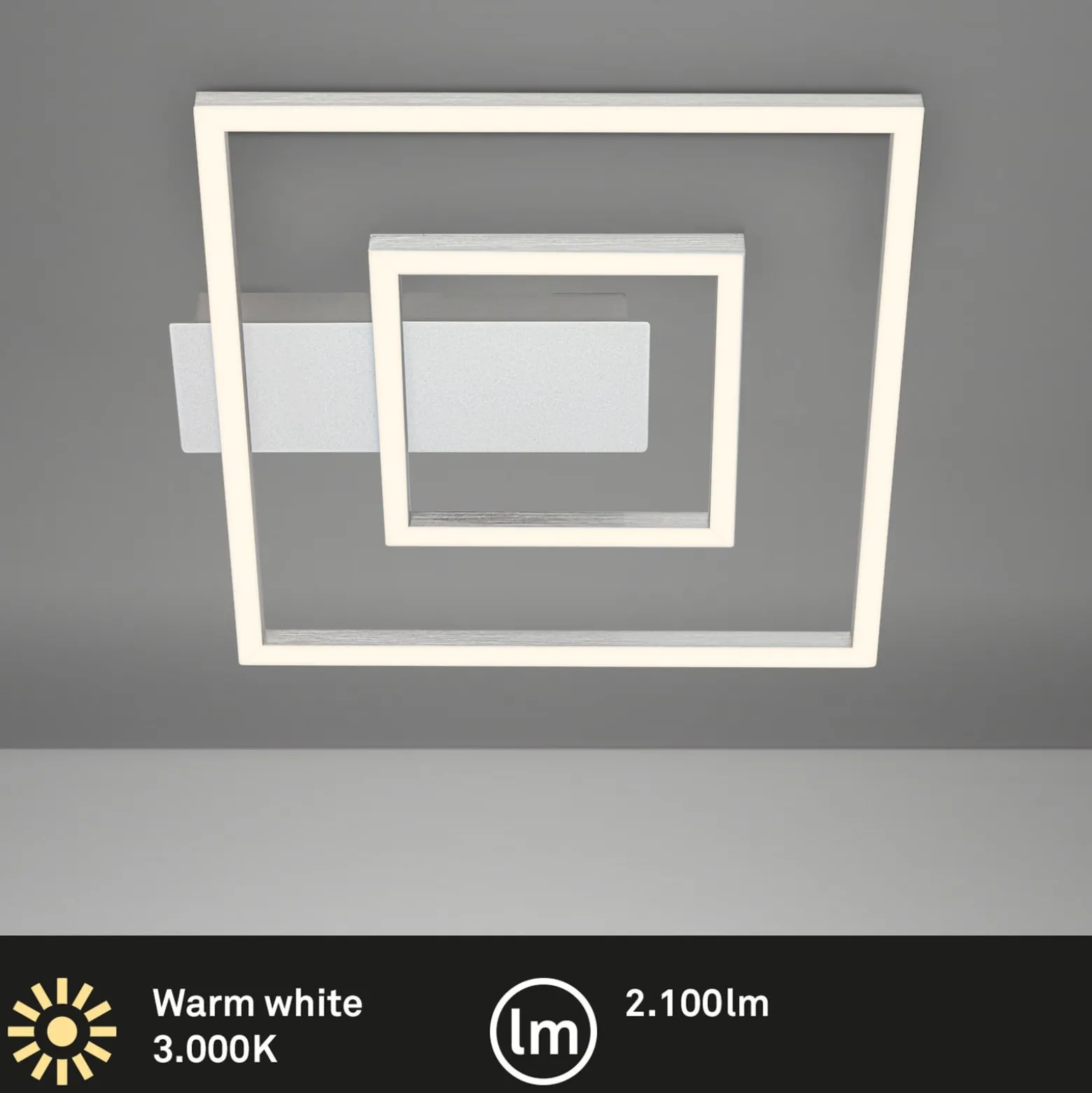 LED-Deckenleuchte 3772 mit 2 Rahmen, alu