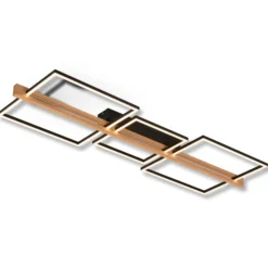 LED-Deckenleuchte Moldura, 108x35 cm, Holz, Metall, schwarz