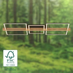 LED-Deckenleuchte Moldura, 108x35 cm, Holz, Metall, schwarz
