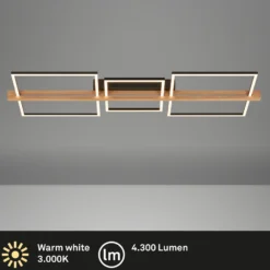 LED-Deckenleuchte Moldura, 108x35 cm, Holz, Metall, schwarz
