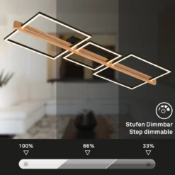 LED-Deckenleuchte Moldura, 108x35 cm, Holz, Metall, schwarz