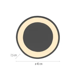 LED-Deckenleuchte MONTA, schwarz, Ø 40 cm, Metall, switchdim