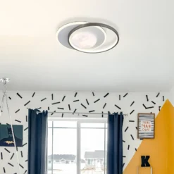 LED-Deckenleuchte Moon, schwarz/grau, Metall, 37 cm